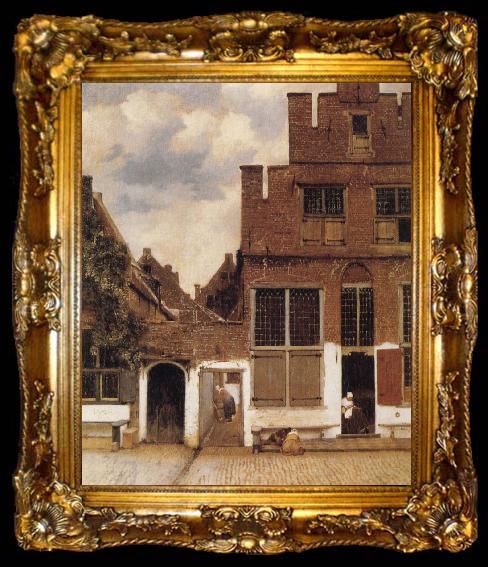 framed  Jan Vermeer Street in Delft, ta009-2